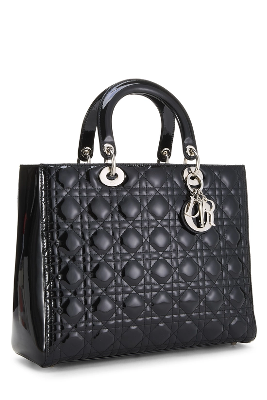 Black Cannage Patent Leather Lady Dior Large, , large image number 1