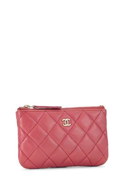 Pink Quilted Caviar O Case Zip Pouch Mini, , large
