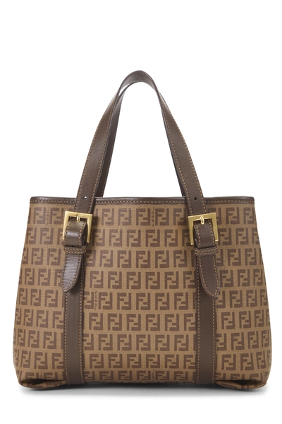 Fendi Brown Zucchino Coated Canvas Tote Small