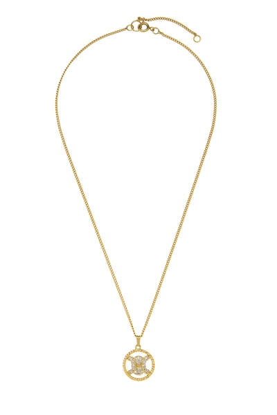 Gold Crystal Logo Necklace