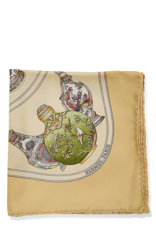 Yellow & Multicolor 'Qu'importe le Flacon' Silk Scarf 90, , large image number 1