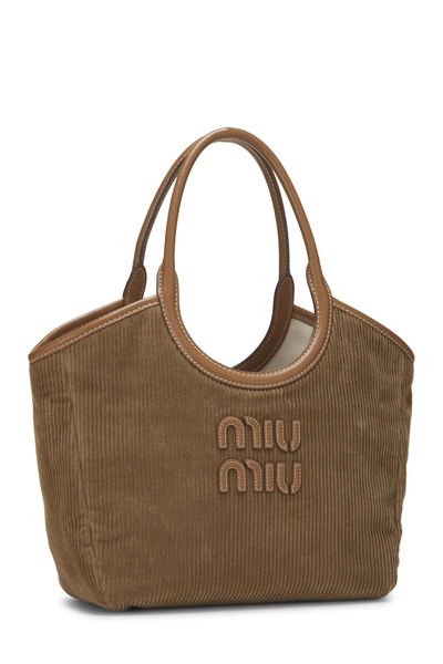 Brown Corduroy Ivy Shopping Tote Small, , large