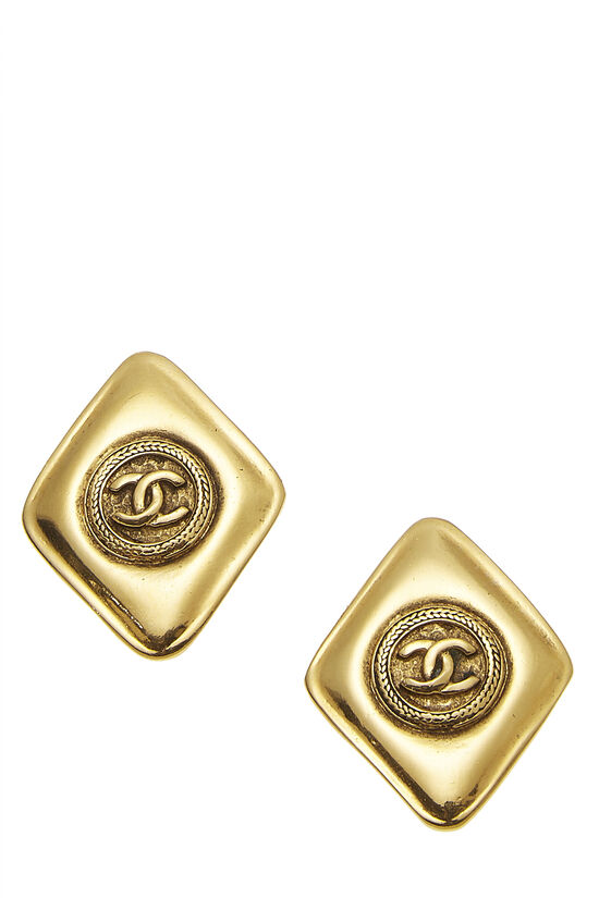 Chanel Gold 'CC' on Diamond Earrings Q6JHZF17DB019