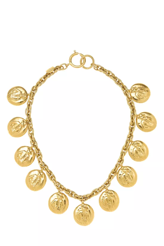 Gold 'CC' Coin Choker, , large image number 0