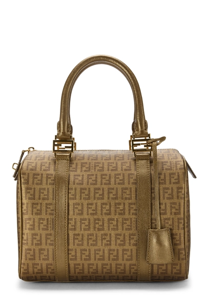 Fendi Gold Zucchino Coated Canvas Boston Mini