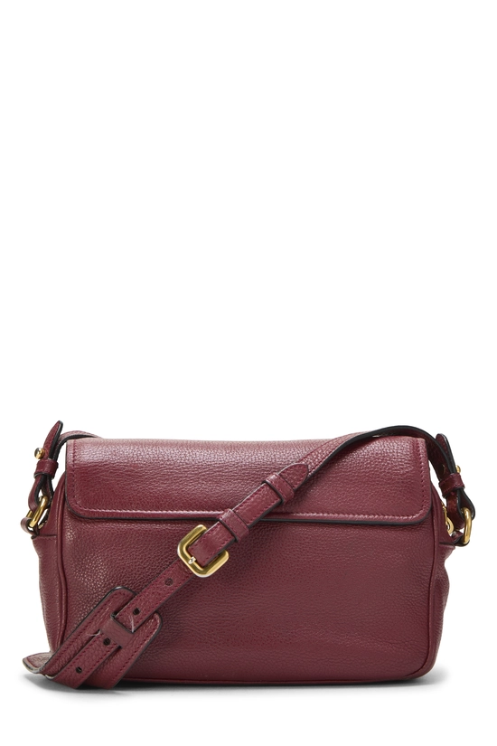 Burgundy Vitello Daino Flap Crossbody Bag Small, , large image number 3