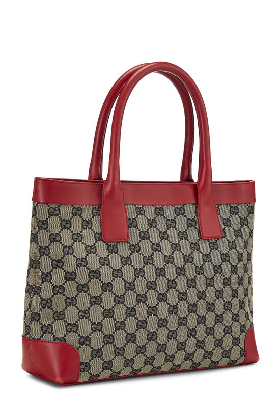 Red & Navy GG Canvas Tote, , large image number 1