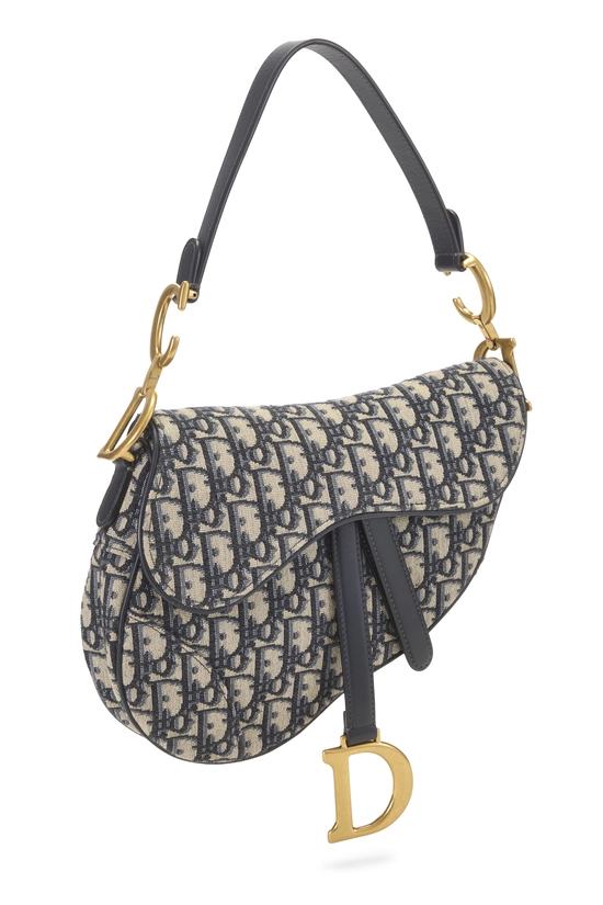 Navy Oblique Jacquard Saddle Bag NM, , large image number 1