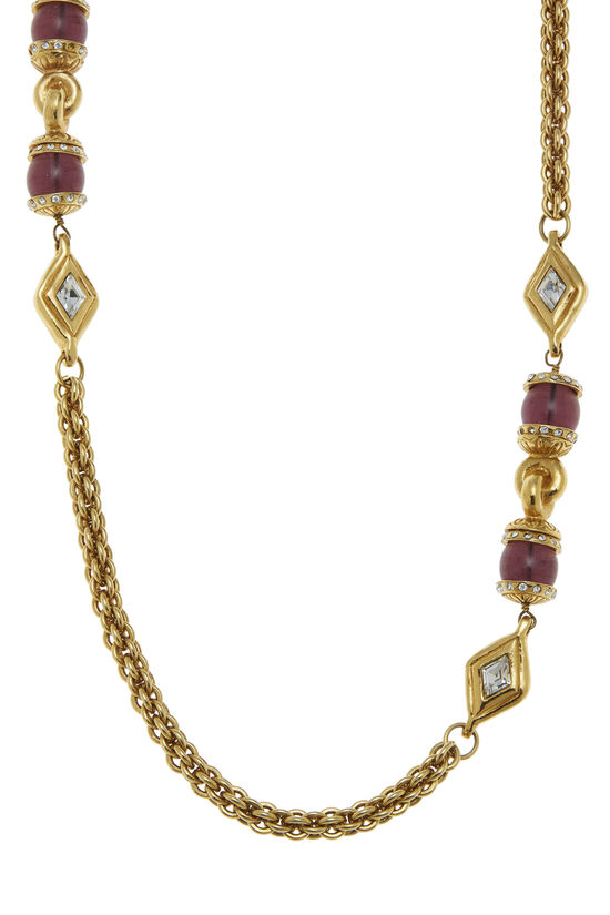 Purple & Gold Gripoix Crystal Link Necklace, , large image number 2