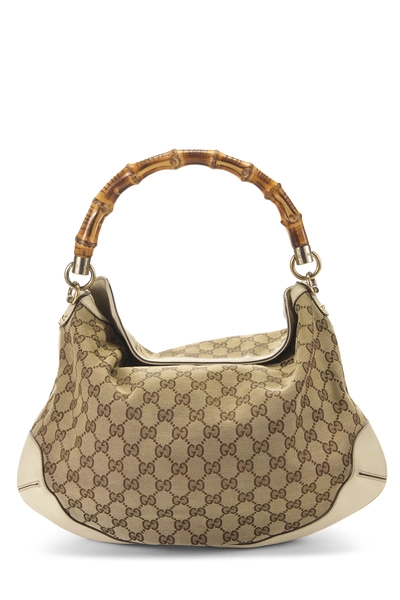 Gucci White Original GG Canvas Bamboo Peggy Hobo Medium — photo 1