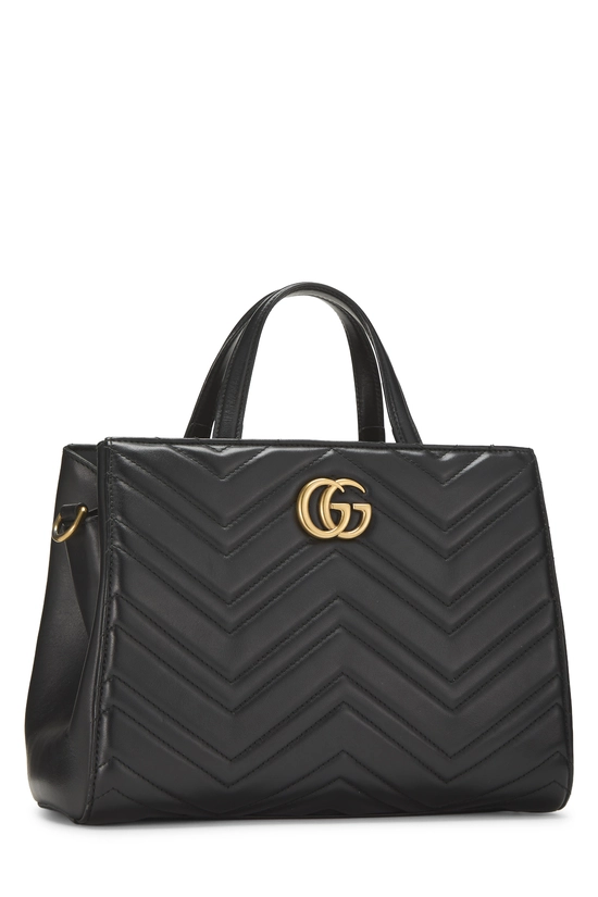 Black Leather GG Marmont Top Handle Bag Small, , large image number 1