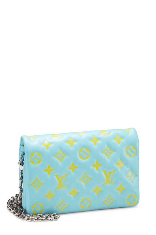 Turquoise Monogram Embossed Leather Pochette Coussin, , large image number 4