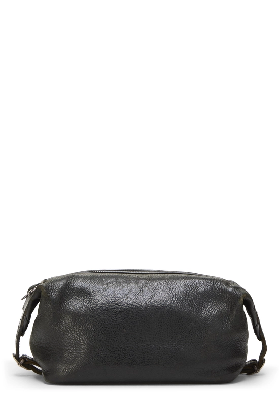 Black Leather Toiletry Pouch, , large image number 0