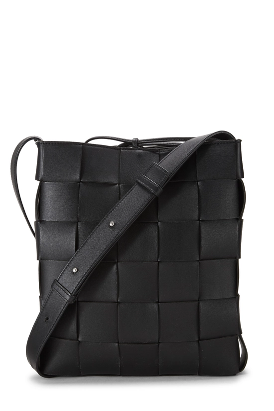 Black Maxi Intrecciato Cassette Messenger, , large image number 3