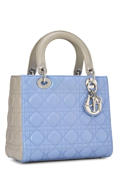 Blue & Grey Cannage Quilted Lambskin Lady Dior Medium, , large
