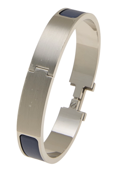 Navy Enamel Clic-Clac 'H' Bracelet Narrow, , large