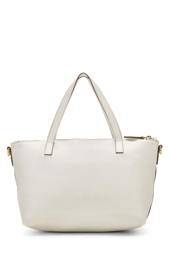 White Vitello Daino Convertible Handbag, , large image number 4