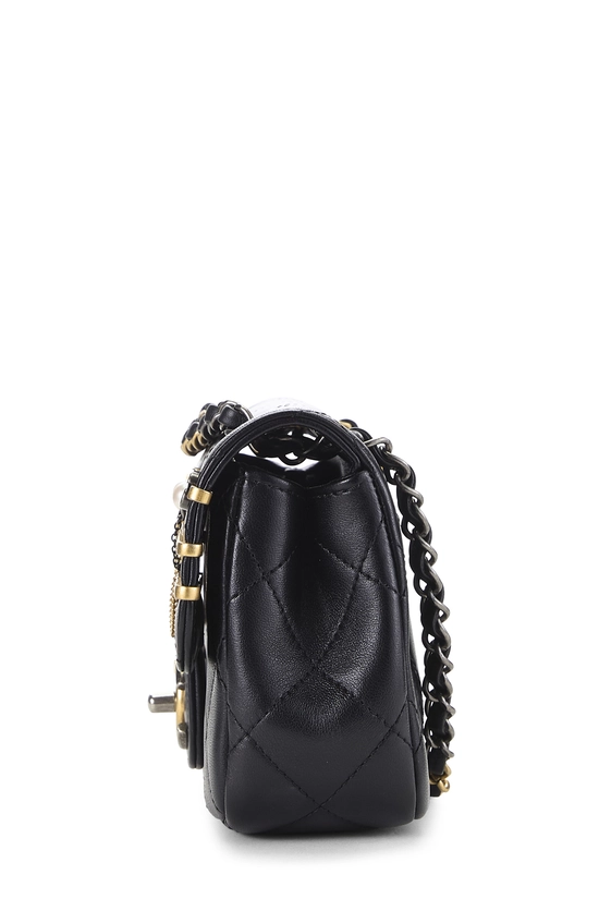 Pre-Owned Black Lambskin Coco Clips Rectangular Flap Mini