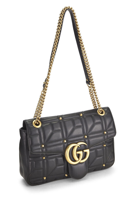 Black Studded Leather GG Marmont Shoulder Bag, , large image number 1