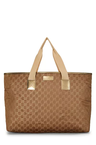 Gucci Gold Lurex Canvas Tote XL