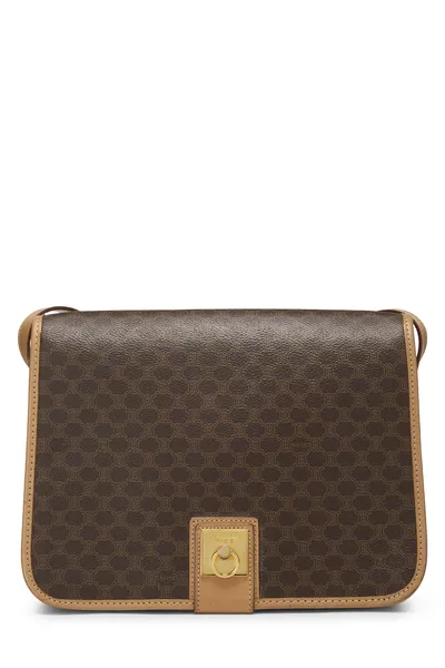 Brown Coated Canvas Macadam Shoulder Bag