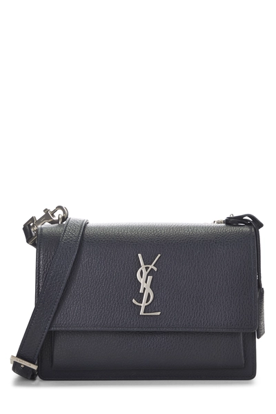 YSL Navy Calfskin Leather Sunset Medium