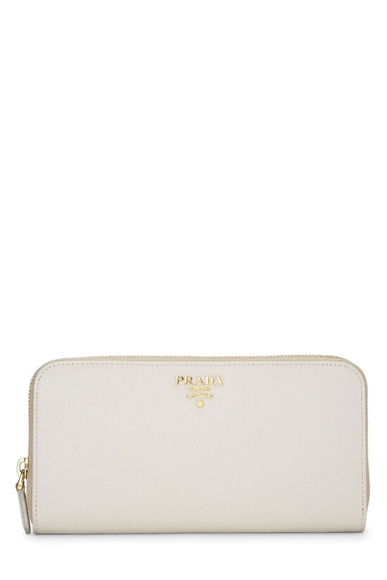 White Saffiano Zip Around Wallet, , large image number 0