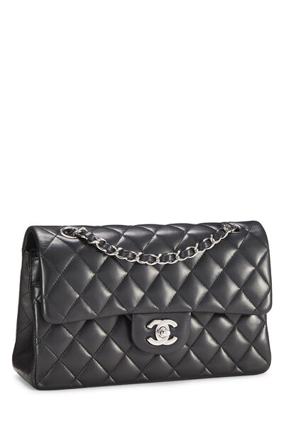 Black Quilted Lambskin Classic Double Flap Small, , large