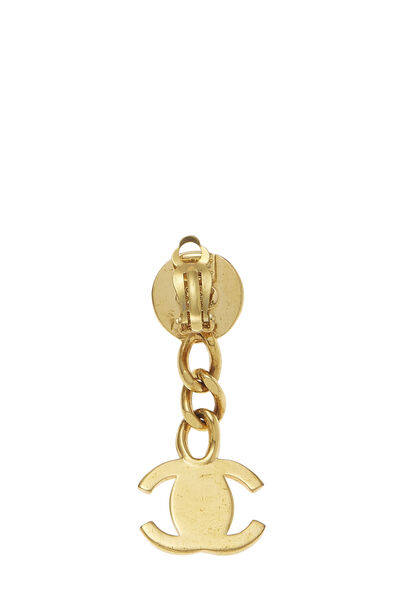 Gold 'CC' Turnlock Dangle Earrings, , large