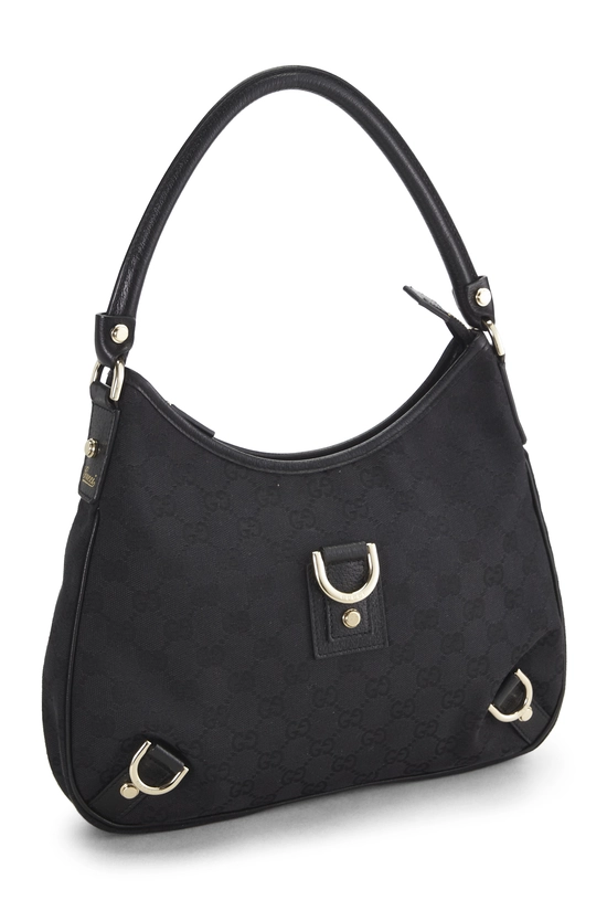Black GG Canvas D-Ring Abbey Hobo Small, , large image number 1