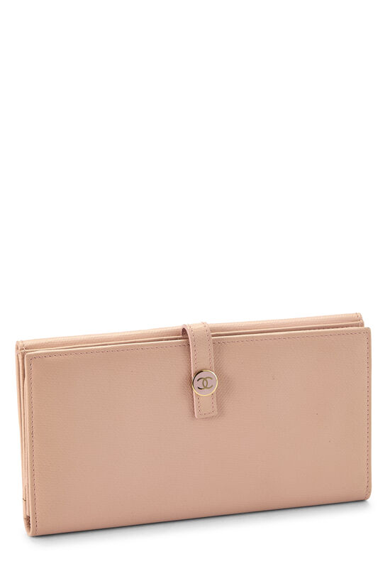 Pink Calfskin Long Wallet, , large image number 1