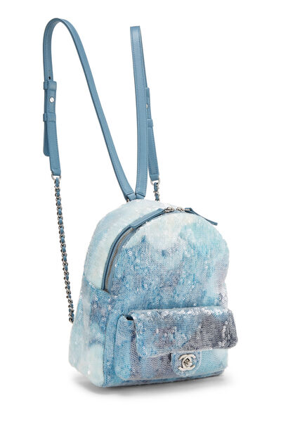 Blue Sequin Waterfall Backpack, , large