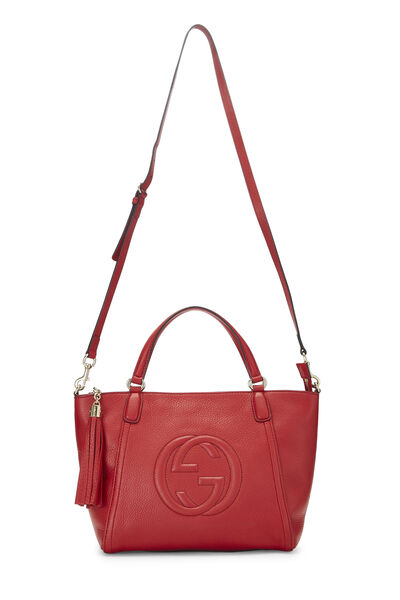 Red Grained Leather GG Soho Handbag, , large