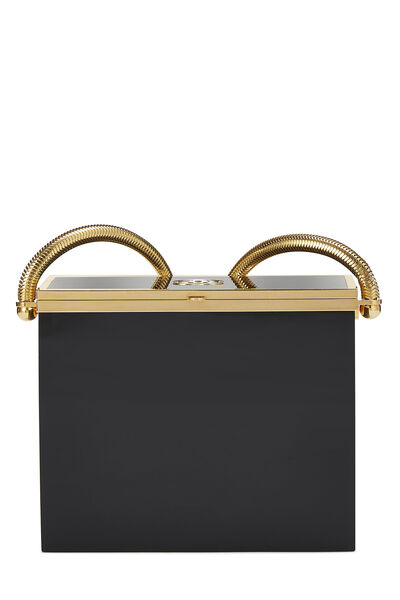 Black & Gold Lucite Minaudi&egrave;re Box Bag Mini
