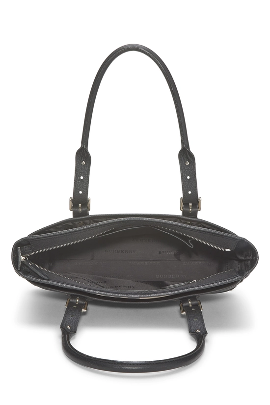 Black Nylon Check Zip Tote Medium, , large image number 5