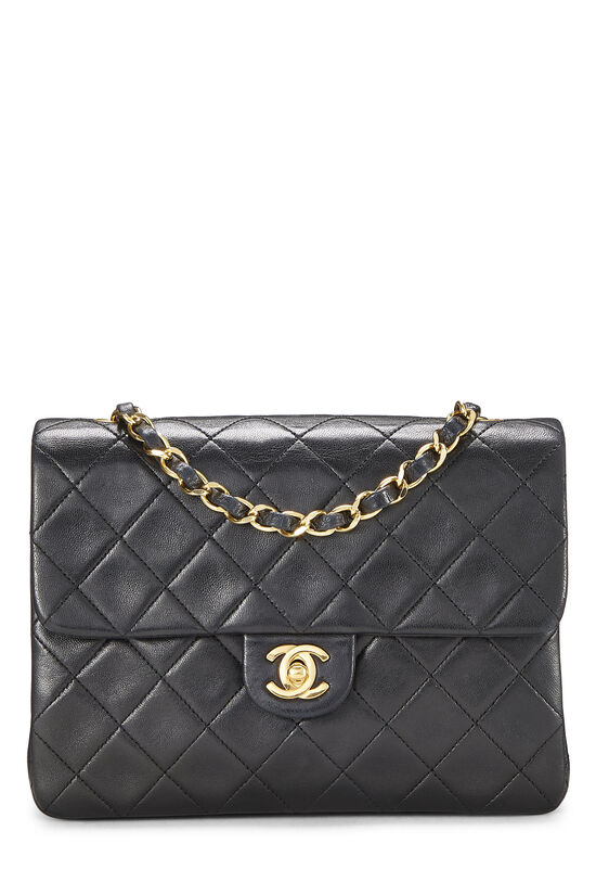 Black Quilted Lambskin Half Flap Small, , large image number 0