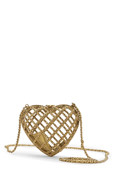 Chanel Gold Caged Heart Minaudiere
