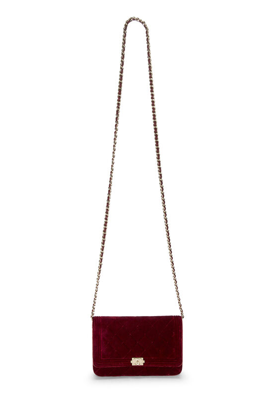 Red Quilted Velvet Boy Wallet on Chain (WOC), , large image number 1