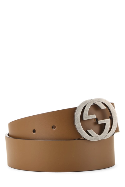 Brown Leather Interlocking GG Belt 85