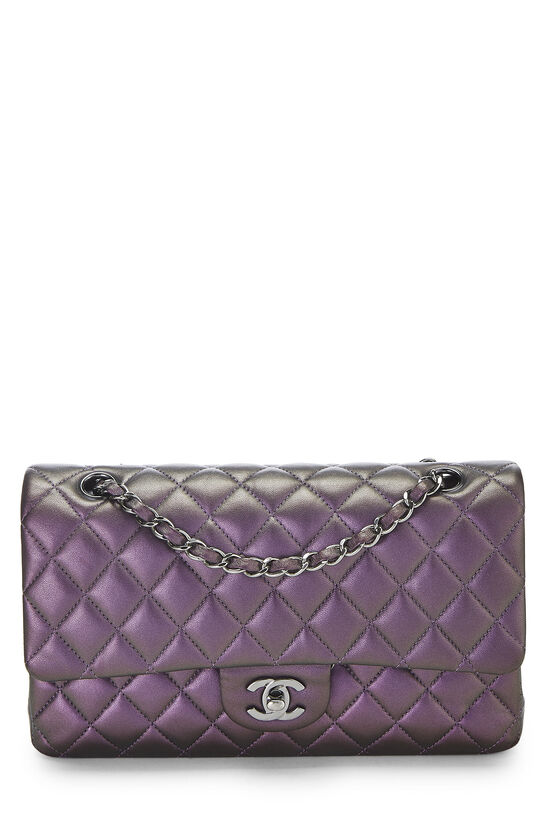 Metallic Purple Quilted Lambskin Classic Double Flap Medium , , large image number 0