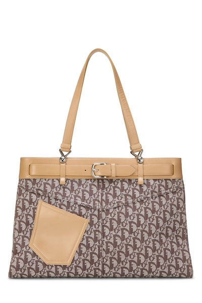 Christian Dior Brown Trotter Canvas Jeans Pocket Tote Large