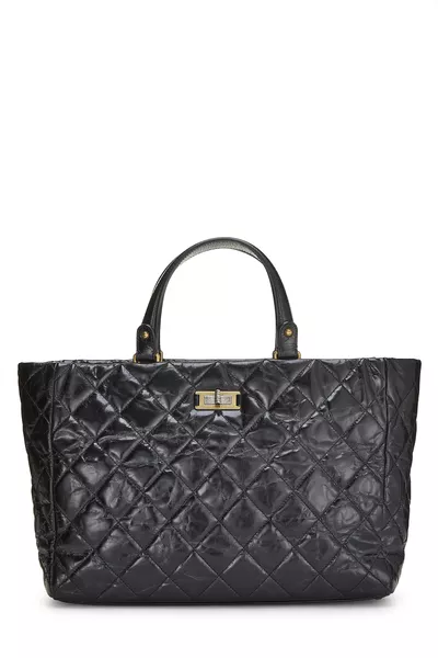 Black Calfskin Reissue Shopping Tote Large