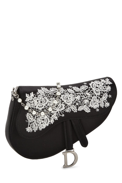 Black Satin Saddle Crossbody, , large