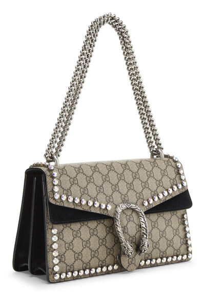 Black GG Supreme Canvas Embellished Dionysus Bag Small, , large