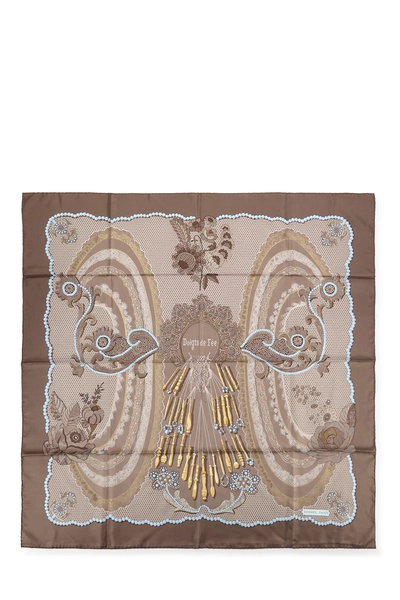 Grey & Multicolor 'Doigts de F&eacute;e' Silk Scarf 90