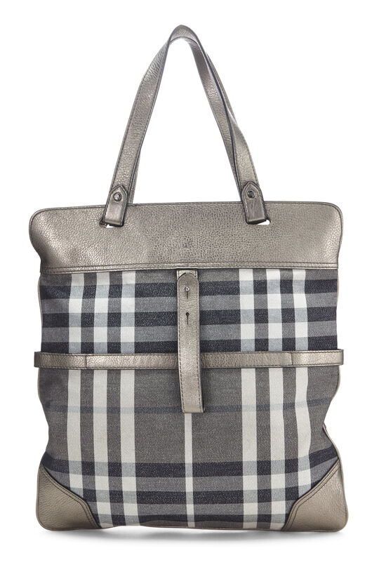 Grey House Check Canvas Shimmer Stowell Roll-Up Tote, , large image number 3