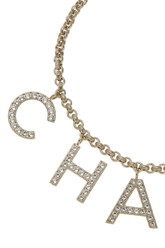 Chanel Gold & Crystal Logo Necklace Q6JHHF0RDB000