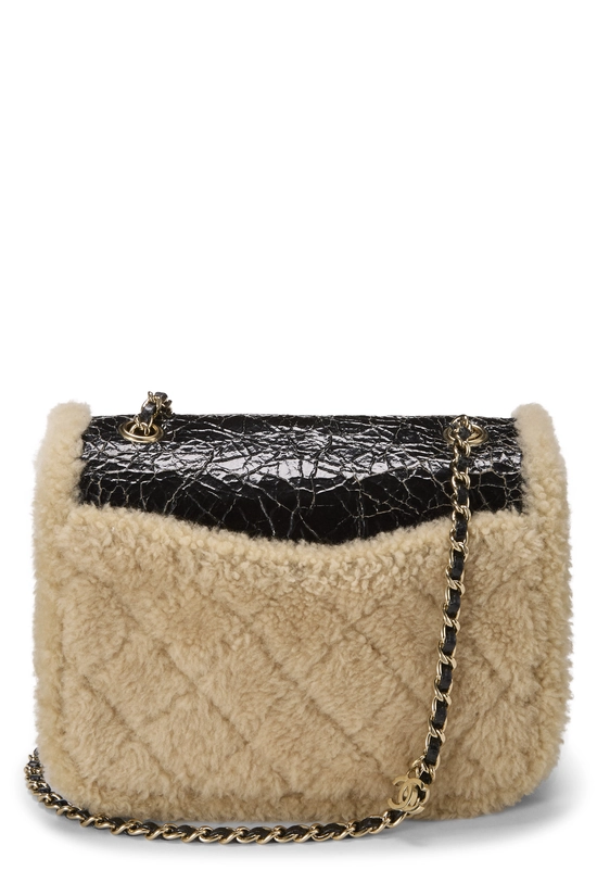 Black Shearling 'CC' Mania Flap Bag, , large image number 3