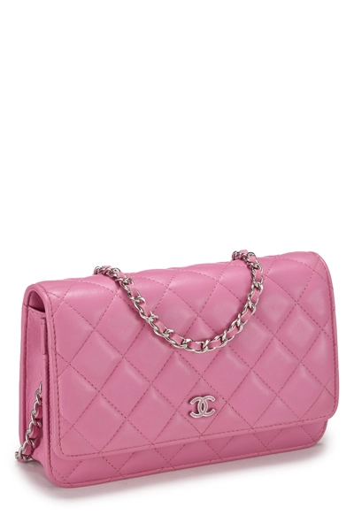 Pink Quilted Lambskin Classic Wallet On Chain (WOC), , large