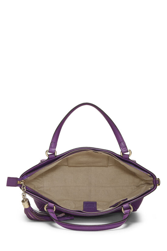 Purple Grained Leather Soho Top Handle Bag, , large image number 5